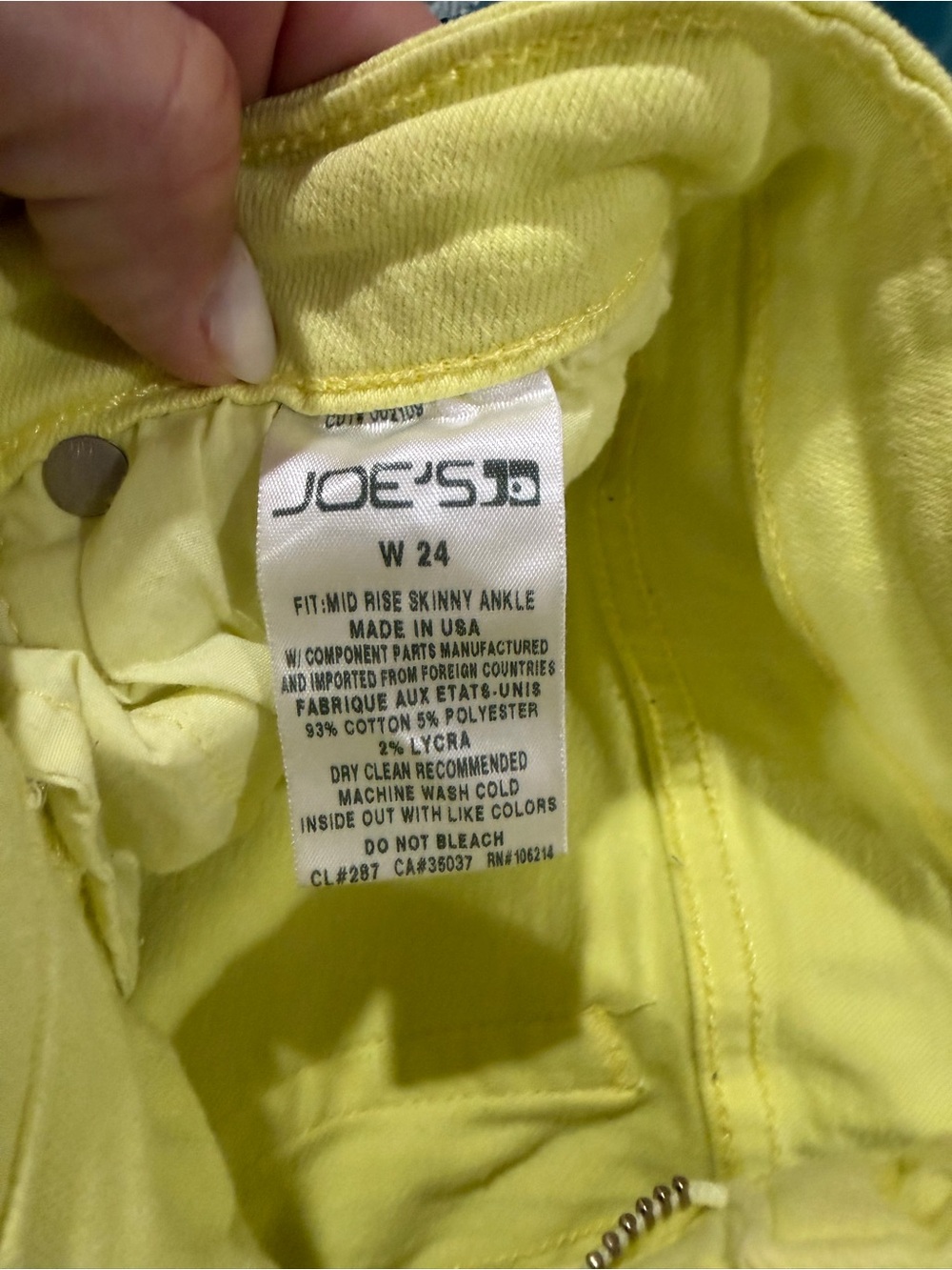 Joe's Jeans Lemon Yellow Skinny Ankle Jeans - Picture 2 of 2